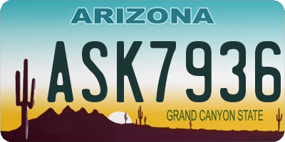 AZ license plate ASK7936
