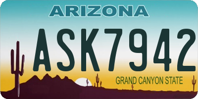 AZ license plate ASK7942
