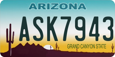 AZ license plate ASK7943