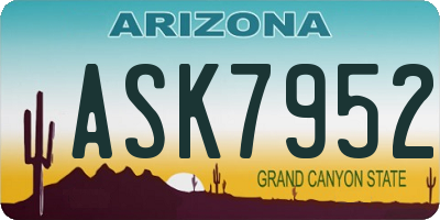 AZ license plate ASK7952