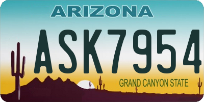 AZ license plate ASK7954