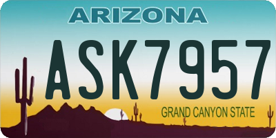AZ license plate ASK7957
