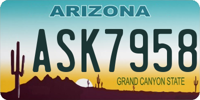 AZ license plate ASK7958