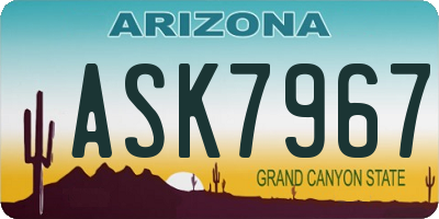 AZ license plate ASK7967
