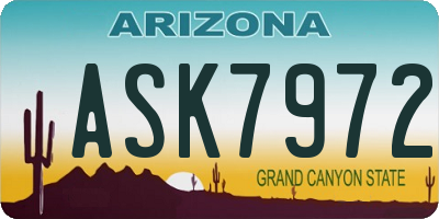 AZ license plate ASK7972