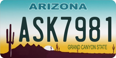 AZ license plate ASK7981