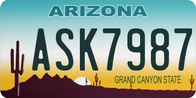 AZ license plate ASK7987