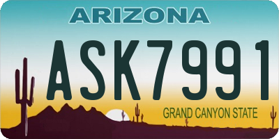 AZ license plate ASK7991