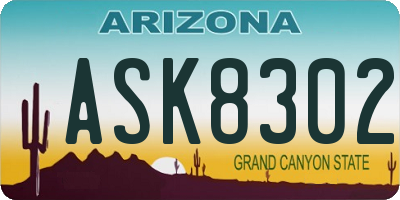 AZ license plate ASK8302
