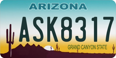 AZ license plate ASK8317