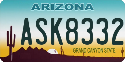 AZ license plate ASK8332