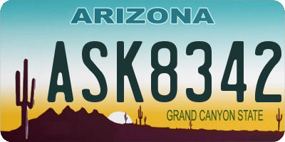 AZ license plate ASK8342
