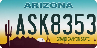 AZ license plate ASK8353