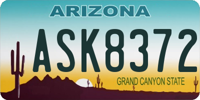 AZ license plate ASK8372