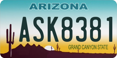 AZ license plate ASK8381