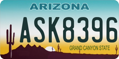 AZ license plate ASK8396