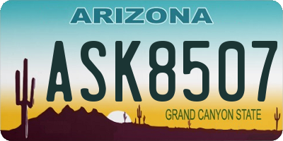 AZ license plate ASK8507