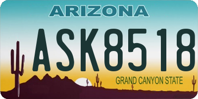 AZ license plate ASK8518