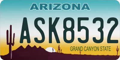 AZ license plate ASK8532