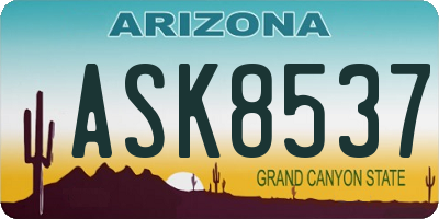 AZ license plate ASK8537