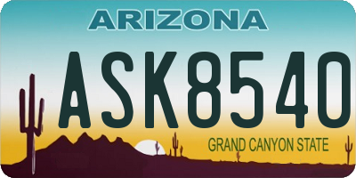 AZ license plate ASK8540