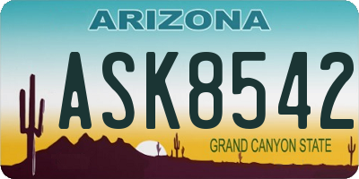 AZ license plate ASK8542