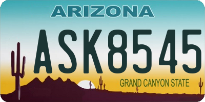 AZ license plate ASK8545