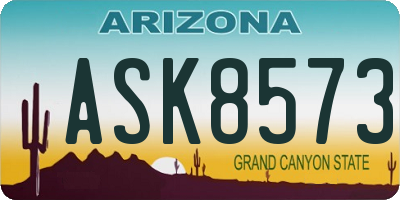 AZ license plate ASK8573