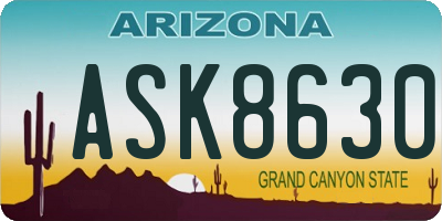 AZ license plate ASK8630