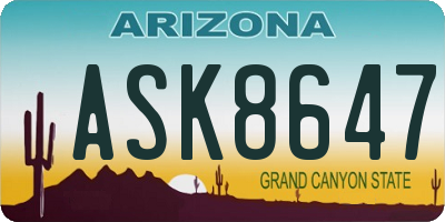 AZ license plate ASK8647