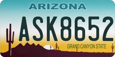 AZ license plate ASK8652