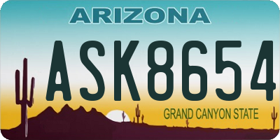 AZ license plate ASK8654