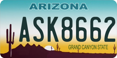 AZ license plate ASK8662