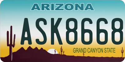 AZ license plate ASK8668