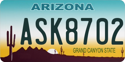 AZ license plate ASK8702