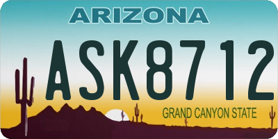 AZ license plate ASK8712
