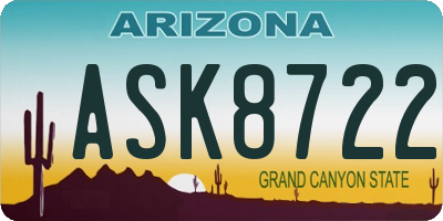 AZ license plate ASK8722