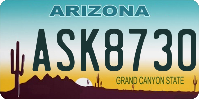 AZ license plate ASK8730