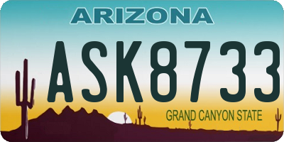 AZ license plate ASK8733