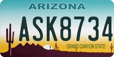 AZ license plate ASK8734