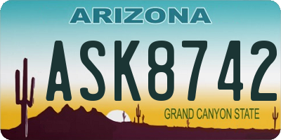 AZ license plate ASK8742