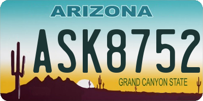 AZ license plate ASK8752