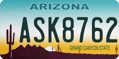 AZ license plate ASK8762