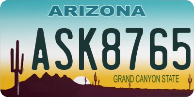 AZ license plate ASK8765