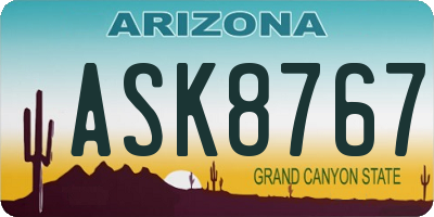 AZ license plate ASK8767