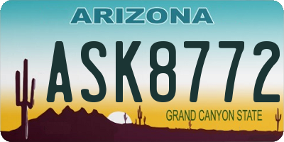 AZ license plate ASK8772