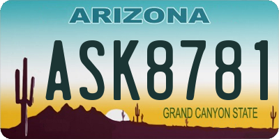 AZ license plate ASK8781