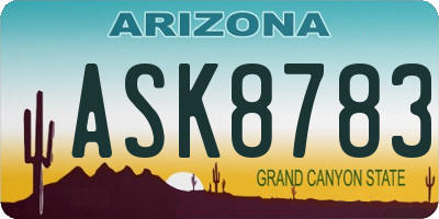 AZ license plate ASK8783