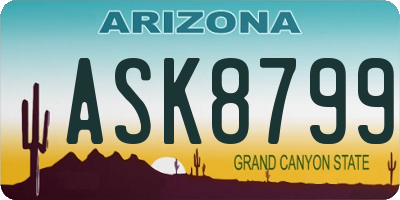 AZ license plate ASK8799