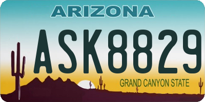 AZ license plate ASK8829